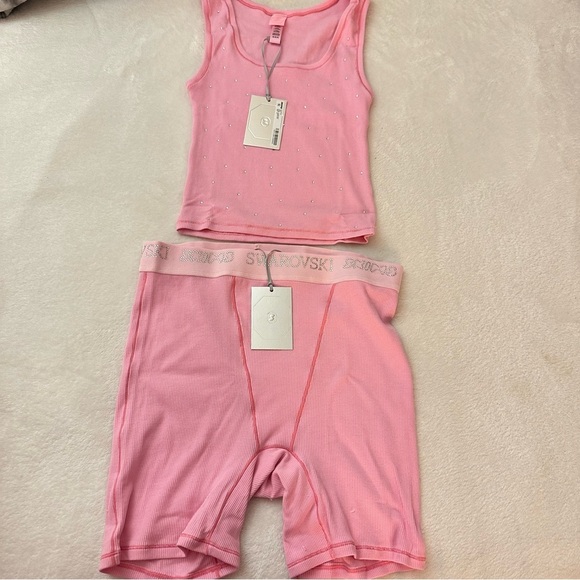 SWAROVSKI X SKIMS SET COTTON RIB BOXER & TOP - Picture 3 of 4